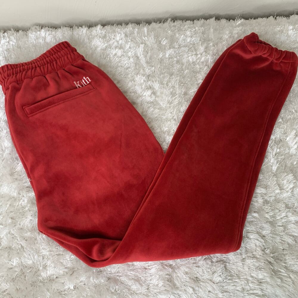 Kith Red Velour Track Pants Sz Small
